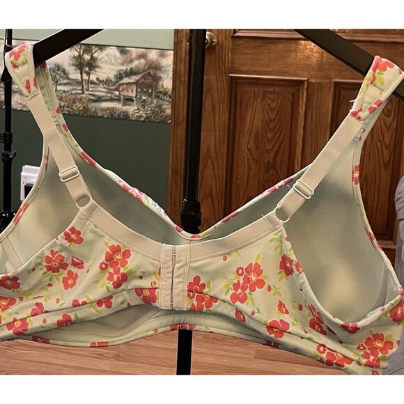 SERENADA 46C AQUA PINK FLORAL WIREFREE FULL COV SEAMLESS BRA - Picture 2 of 4